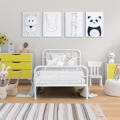 Lit enfant 90 x 190 cm en métal - Gris clair - Sommier inlcus - JULY - Photo n°3; ?>