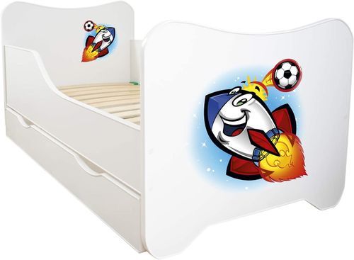 Lit enfant à tiroir et matelas 70x140 cm Fusée - Photo n°3; ?>