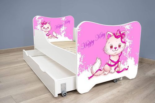 Lit enfant à tiroir et matelas 70x140 cm Happy Kitty - Photo n°2; ?>