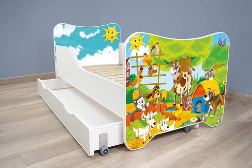 Lit enfant à tiroir et matelas 70x140 cm La ferme - Photo n°2; ?>