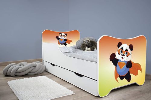 Lit enfant à tiroir et matelas 70x140 cm Panda - Photo n°2; ?>