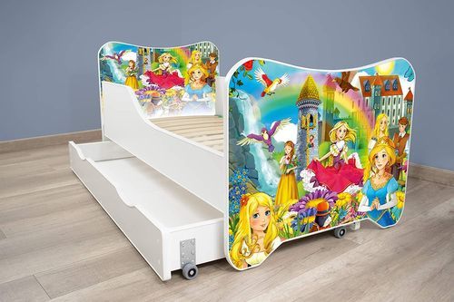 Lit enfant à tiroir et matelas 70x140 cm Princesse - Photo n°3; ?>