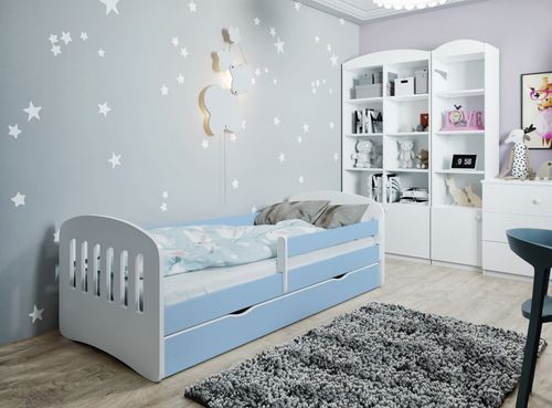 Lit enfant avec barrière de sécurité amovible bleu Klaky - Photo n°2; ?>