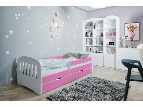 Lit enfant avec barrière de sécurité amovible rose Klaky - Photo n°3; ?>