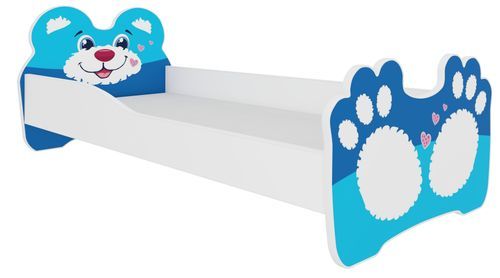 Lit enfant avec motif petit lion bleu 70x140 ou 80x160 cm - Matelas inclus - Tiroir de rangement - Photo n°2; ?>