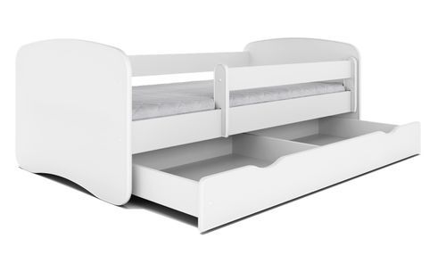 Lit enfant blanc avec sommiers et barrière de sécurité amovible Drimy - Photo n°2; ?>