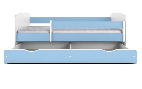 Lit enfant bleu avec sommiers et barrière de sécurité amovible Drimy - Photo n°3; ?>