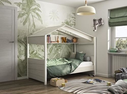 Lit enfant cabane châtaignier blanchi 90 x 200 cm Artur - Photo n°2; ?>