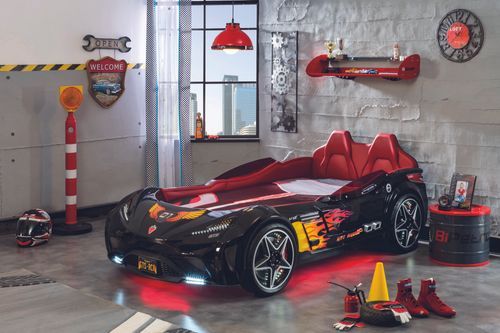 Lit enfant de voiture noir de sport GTE 90x190 cm - Photo n°2; ?>