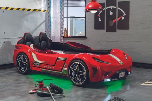 Lit enfant de voiture rouge de sport GTE 90x190 cm - Photo n°2; ?>
