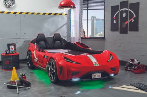 Lit enfant de voiture rouge de sport GTE 90x190 cm - Photo n°3; ?>
