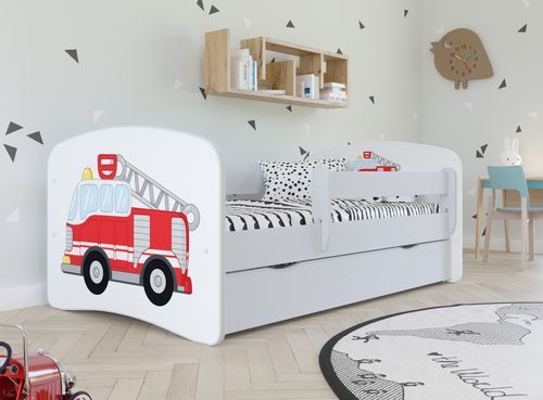 Lit enfant camion de pompier avec sommiers et barrière de sécurité amovible Drimy - Photo n°2; ?>