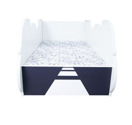 Lit enfant moto bois mélaminé rouge et bleu 70x140 cm - Photo n°3; ?>