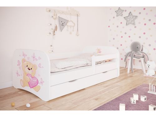 Lit enfant papillons avec sommiers et barrière de sécurité amovible Drimy - Photo n°2; ?>