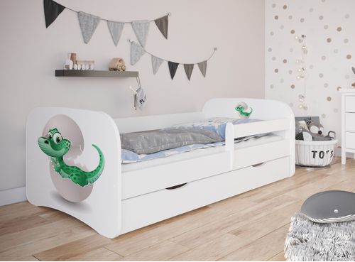 Lit enfant petit dinosaure avec sommiers et barrière de sécurité amovible Drimy - Photo n°2; ?>