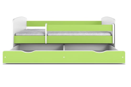 Lit enfant vert avec sommiers et barrière de sécurité amovible Drimy - Photo n°2; ?>