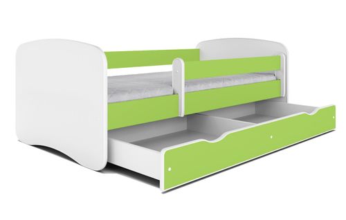 Lit enfant vert avec sommiers et barrière de sécurité amovible Drimy - Photo n°3; ?>