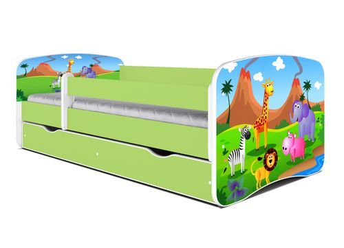 Lit enfant vert Safari avec sommiers et barrière de sécurité amovible Drimy - Photo n°2; ?>