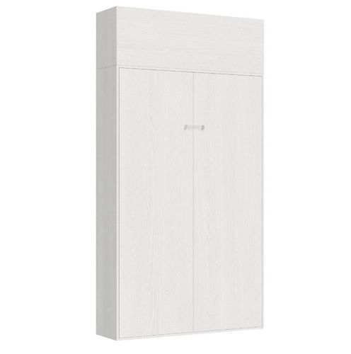Lit escamotable 140x190 cm avec 1 meuble haut bois blanc kanto - Photo n°2; ?>