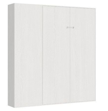 Lit escamotable 160x190 cm avec 1 colonne de rangement bois blanc kanto - Photo n°2; ?>