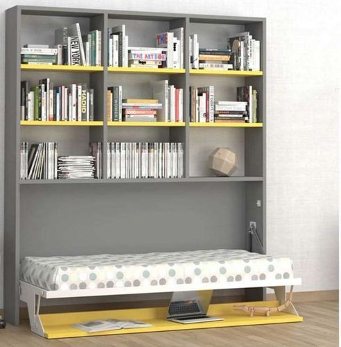 Lit escamotable 80x190 cm avec bureau et bibliothèque Spacio - Photo n°2; ?>