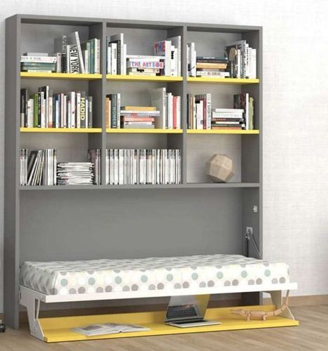 Lit escamotable 90x180 cm avec bureau et bibliothèque Spacio - Photo n°2; ?>