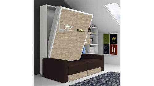 Lit Escamotable 90x190 Cm Avec Canapé Coffre Et étagères Modula 14 Lit escamotable 90x190 cm avec canapé coffre et étagères Modula - Photo n°2; ?>