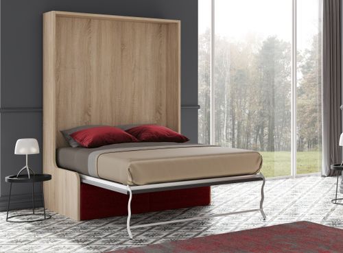 Lit escamotable autoporteur vertical 160x200 cm avec banquette en tissu Kozza - Photo n°3; ?>