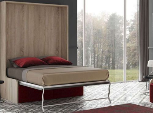 Lit escamotable autoporteur vertical 90x190 cm avec banquette en tissu Kozza - Photo n°3; ?>