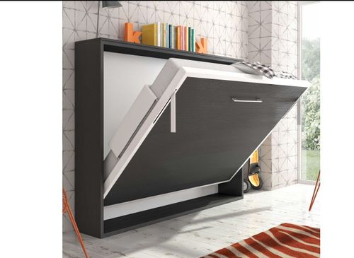 Lit escamotable horizontal 140x200 cm blanc satiné Valok - Photo n°2; ?>