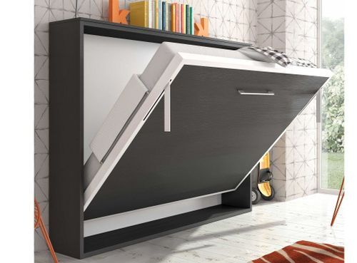 Lit escamotable horizontal 160x200 cm chêne gris vintage Valok - Photo n°2; ?>