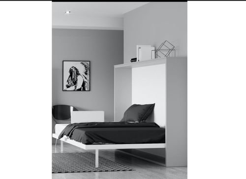 Lit escamotable horizontal 80x200 cm blanc satiné Valok - Photo n°2; ?>