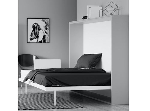 Lit escamotable horizontal 80x200 cm chêne gris vintage Valok - Photo n°2; ?>