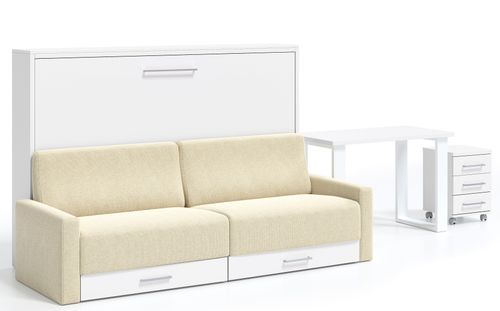 Lit escamotable horizontal avec tiroirs et canapé Berka 140x190 Haute de gamme - Photo n°3; ?>