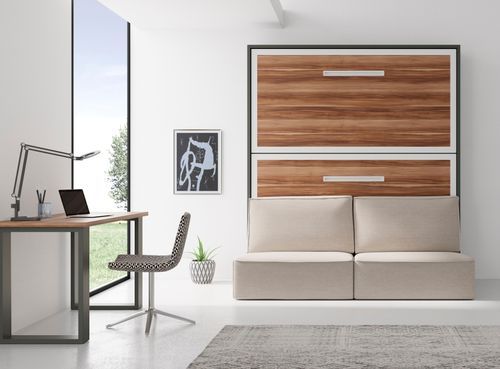 Lit escamotable superposé 90x190 cm avec canapé en tissu Ivano - Photo n°3; ?>