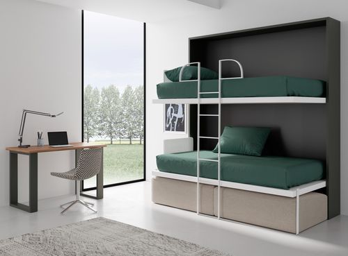 Lit Escamotable Superposé 90x200 Cm Avec Canapé En Tissu Ivano 42 Lit escamotable superposé 90x200 cm avec canapé en tissu Ivano - Photo n°2; ?>