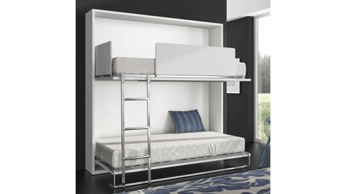 Lit escamotable superposé noyer 2 couchages 80x190 cm Spaky - Photo n°2; ?>