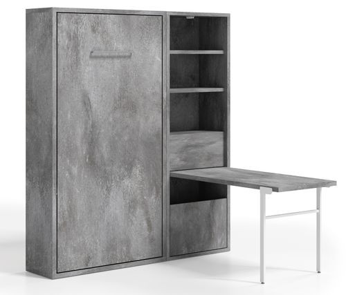 Lit escamotable vertical 140x190 cm avec armoire et bureau Kampo - Photo n°2; ?>