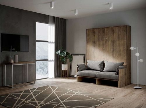 Lit Escamotable Vertical Avec Canapé Bois Noyer 120x190 Cm Kanto 19 Lit escamotable vertical avec canapé bois noyer 120x190 cm Kanto - Photo n°3; ?>