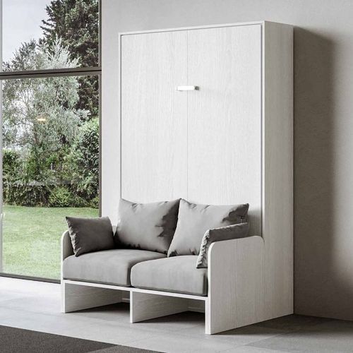 Lit escamotable vertical blanc avec canapé tissu Bounto 120x190 cm - 32 coloris de tissu - Photo n°3; ?>