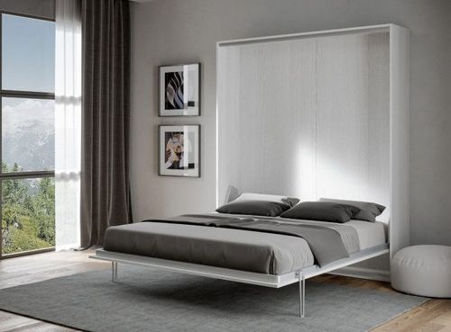 Lit escamotable vertical bois blanc kanto 160x190 cm - Photo n°3; ?>