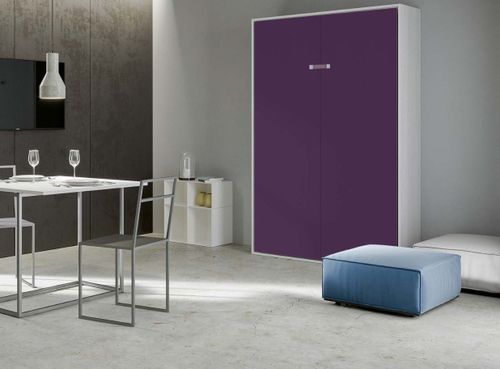 Lit Escamotable Vertical Frêne Blanc Et Porte Violet Kanto 140x190 Cm 8 Lit escamotable vertical frêne blanc et porte violet kanto 140x190 cm - Photo n°3; ?>