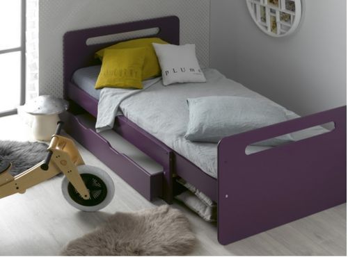 Lit évolutif avec tiroir 90x140/190 cm bois violet Féroé - Photo n°2; ?>