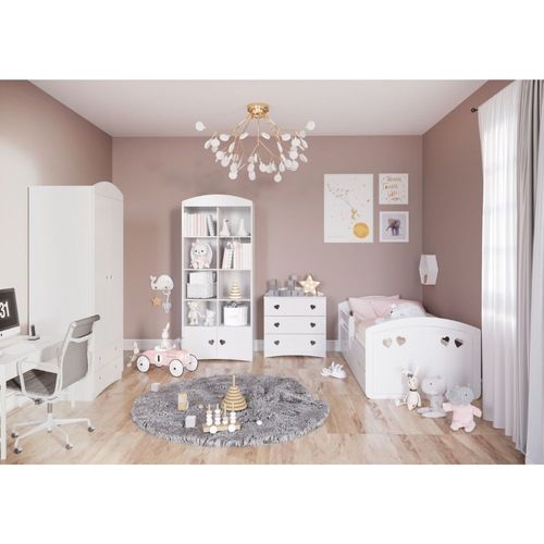 Lit fille orné de cœurs avec barrière de sécurité amovible rose Myra - Photo n°3; ?>