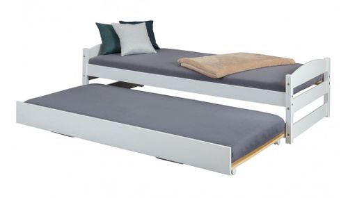 Lit gigogne pin massif blanc Sadev 90x200 cm - Photo n°2; ?>