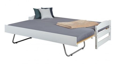 Lit gigogne pin massif blanc Sadev 90x200 cm - Photo n°3; ?>