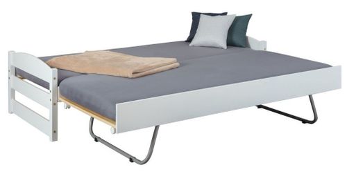 Lit gigogne pin massif blanc Vinny 90x200 cm - Photo n°2; ?>