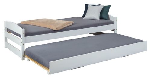 Lit gigogne pin massif blanc Vinny 90x200 cm - Photo n°3; ?>