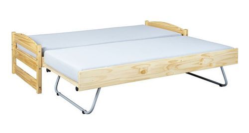 Lit gigogne pin massif clair Sadev 90x200 cm - Photo n°2; ?>