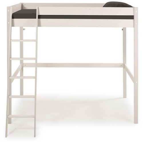 Lit mezzanine - Bois Pin massif - Blanc - Sommier inclus - 140 x 200 cm - FAUST - Photo n°2; ?>